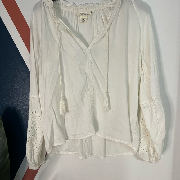 H & M White Bohemian Peasant Blouse - Picture 1 of 5